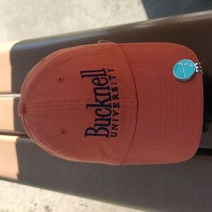 Bucknell University Embroidered Baseball Strapback Hat Orange Blue